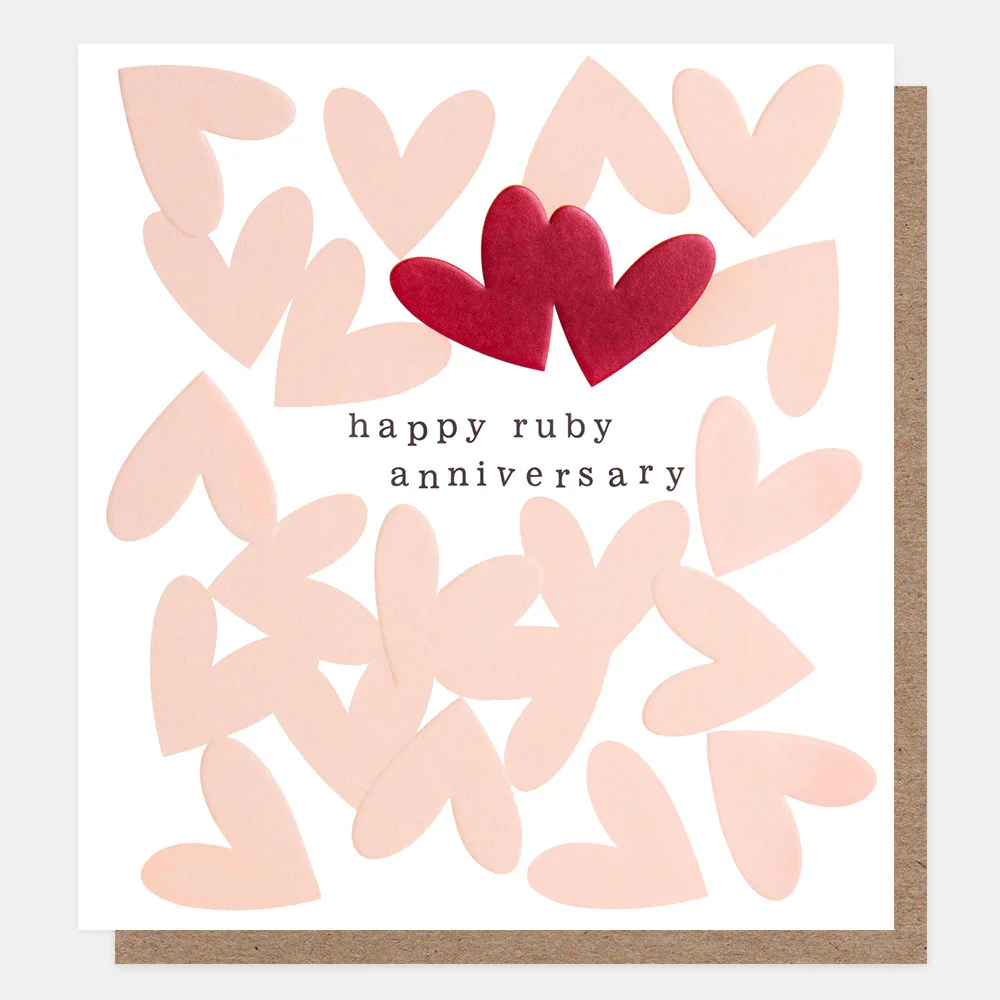 Happy Ruby Anniversary Hearts Card