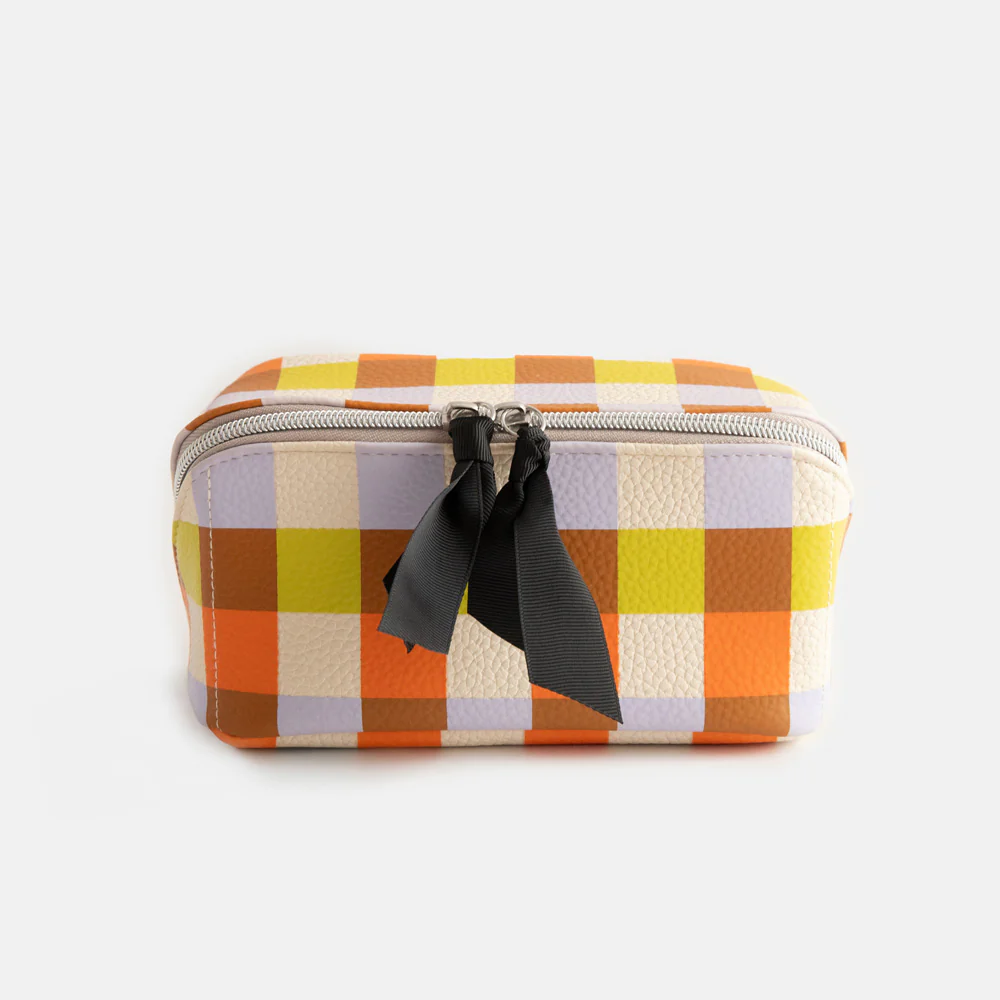 Multi Check Flat Lay Cosmetic Bag