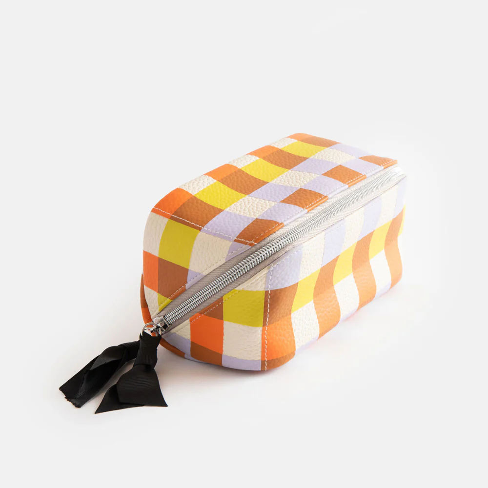 Multi Check Flat Lay Cosmetic Bag - Image 2